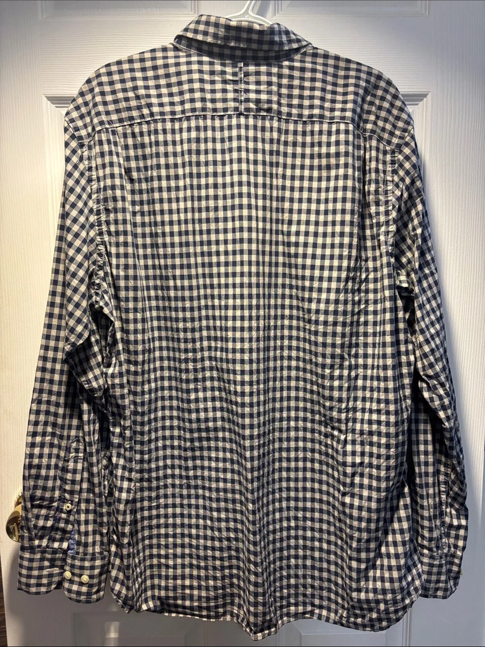 Banana Republic Navy and White Gingham Button-Down Shirt